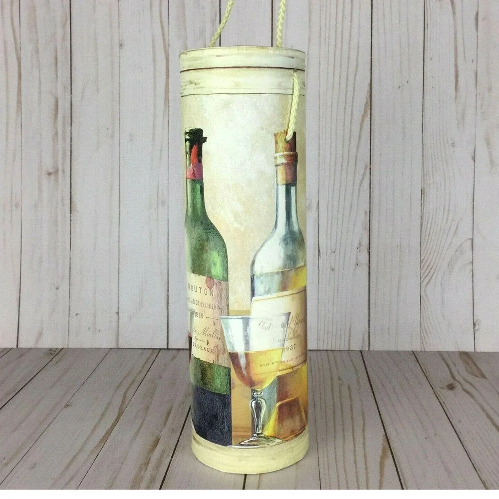Tri Coastal 2002 Art in Motion Wine Carrier Tube Bottle Holder Gift Box w Handle